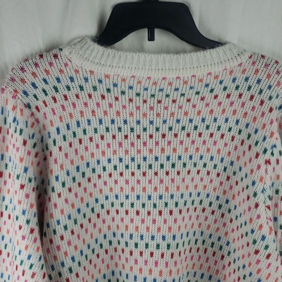 St John's Bay Women's Petite XXL White & Rainbow Polka Dot Sweater - Picture 9 of 12